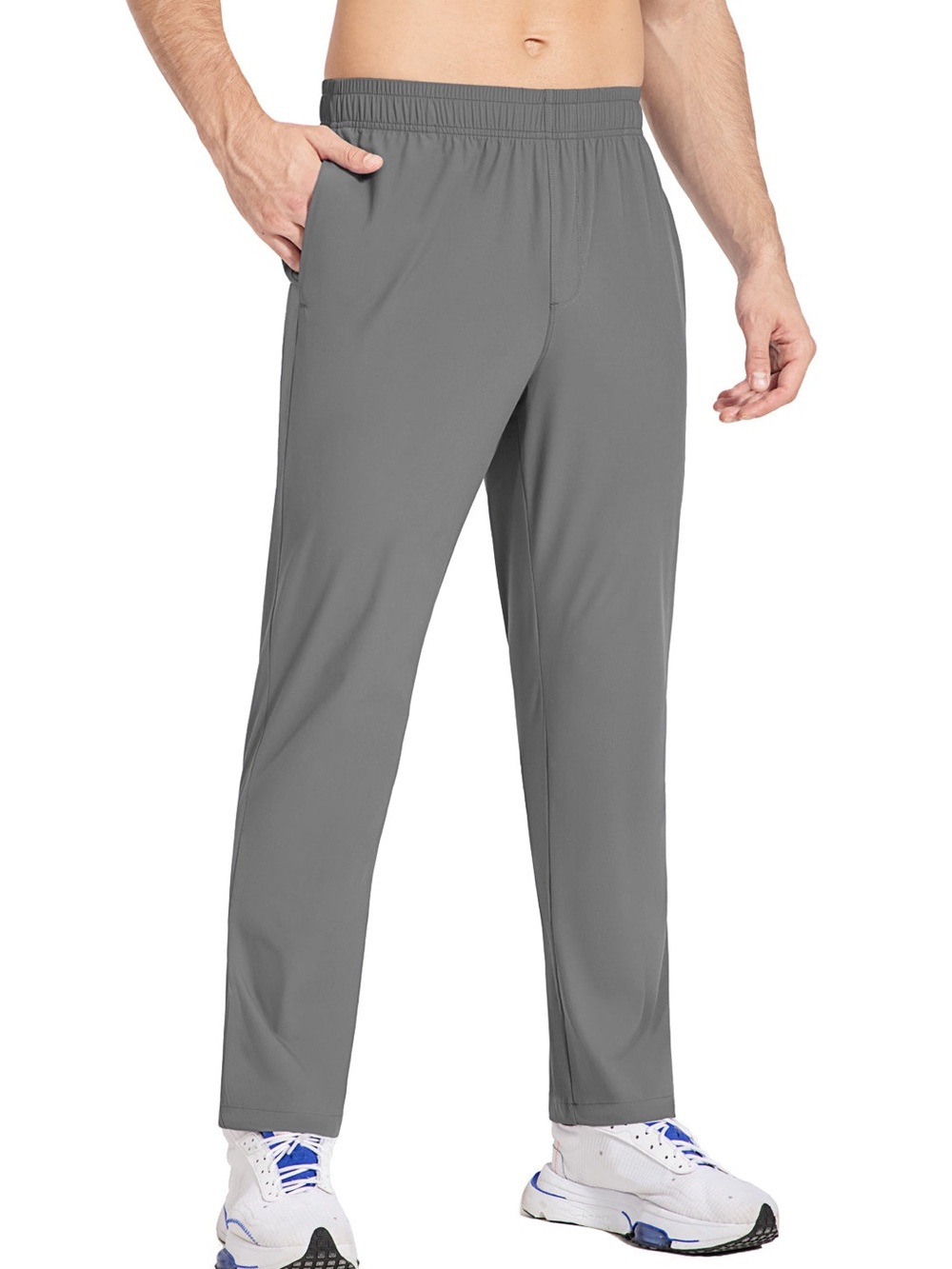 Baleaf Men's Elastic-Waist Tapered Running Pants Large